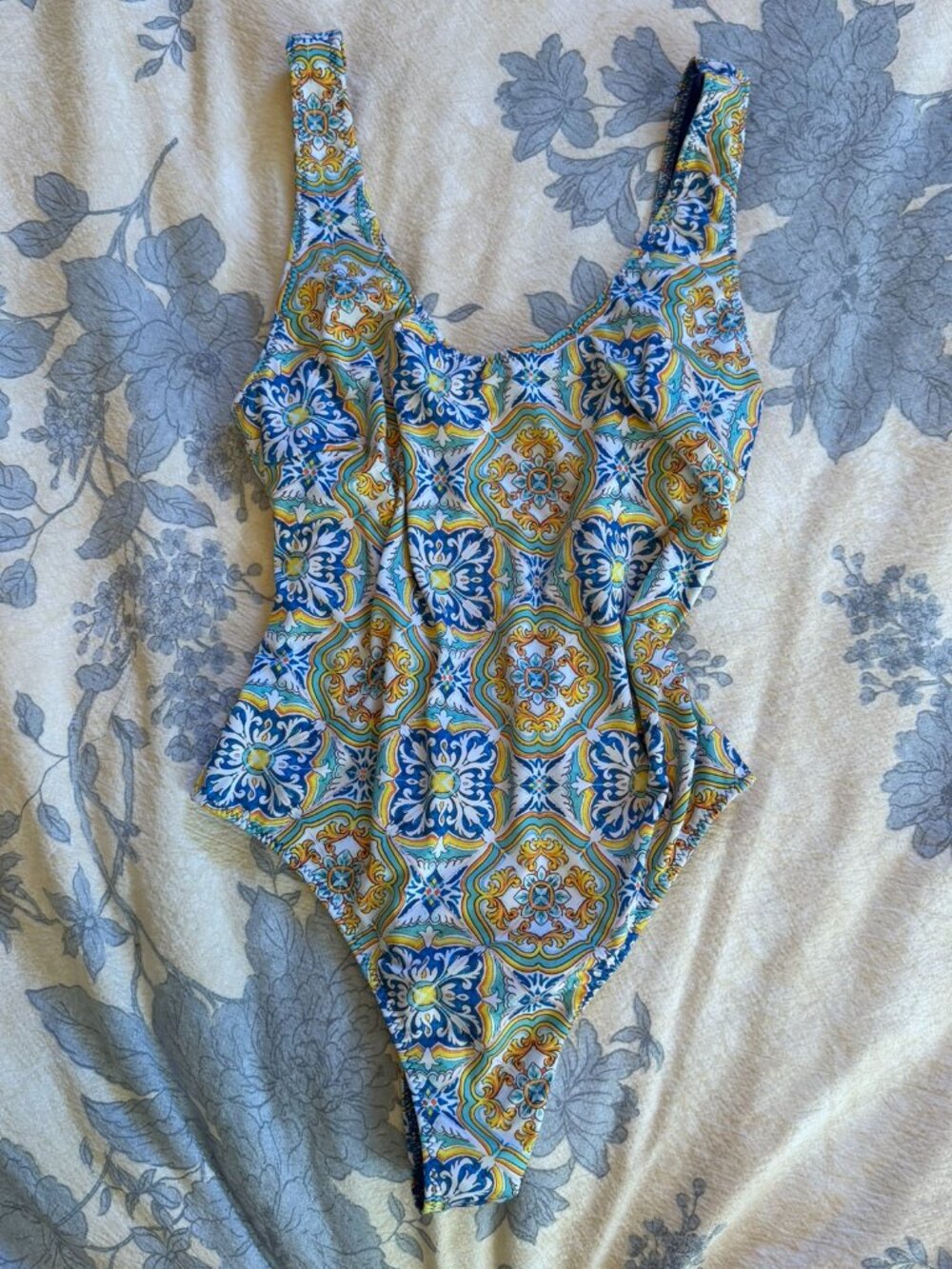 dillio Positano Italy Majolica Tile Print One Piece Swimsuit Size S